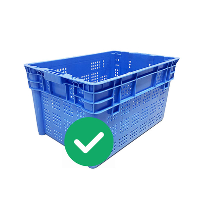 Gabbie di plastica sistemabili di stoccaggio dei frutti di mare dell'HDPE del vergine pp del carico accatastabile delle casse 70Kg