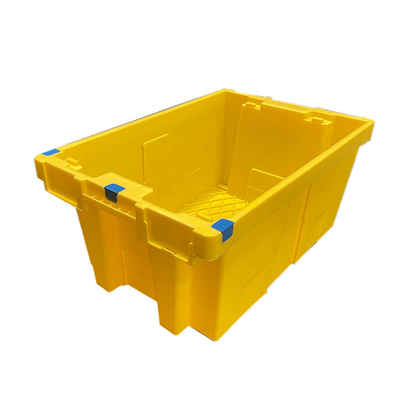 Casse commovente di plastica dell'HDPE giallo riutilizzabile sistemabile di 60 x di 40 x di 27.5cm