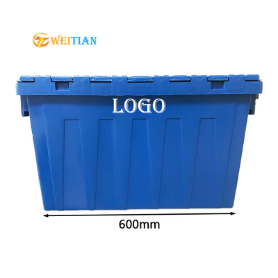 L'HDPE logistico di plastica 60L della scatola ISO9001 ha attaccato i contenitori di distribuzione del coperchio